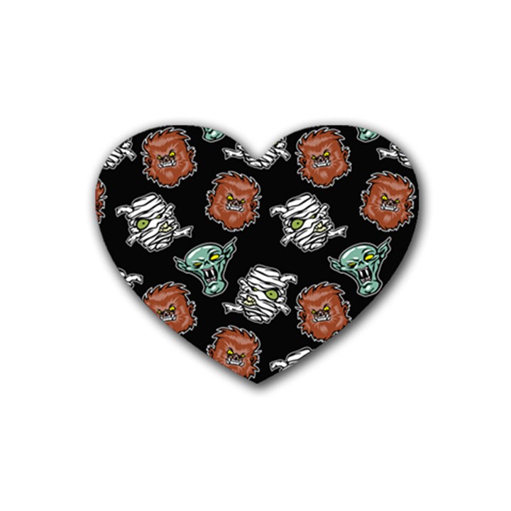 Pattern Halloween Werewolf Mummy Vampire iCreate Heart Coaster (4 pack) 