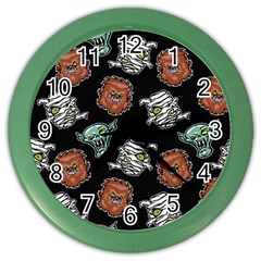 Pattern Halloween Werewolf Mummy Vampire Icreate Color Wall Clocks by iCreate