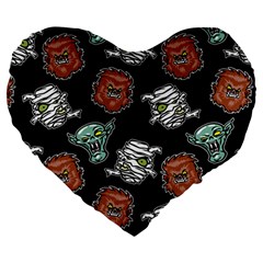 Pattern Halloween Werewolf Mummy Vampire Icreate Large 19  Premium Heart Shape Cushions by iCreate