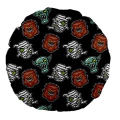 Pattern Halloween Werewolf Mummy Vampire Icreate Large 18  Premium Flano Round Cushions by iCreate