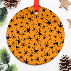 Pattern Halloween Black Spider Icreate Ornament (round) by iCreate