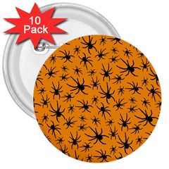 Pattern Halloween Black Spider Icreate 3  Buttons (10 Pack)  by iCreate