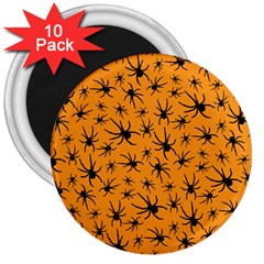 Pattern Halloween Black Spider Icreate 3  Magnets (10 Pack)  by iCreate