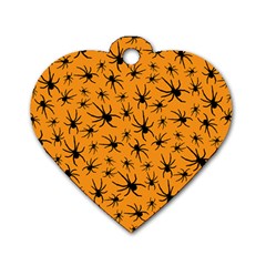 Pattern Halloween Black Spider Icreate Dog Tag Heart (two Sides)