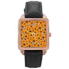 Pattern Halloween Black Spider Icreate Rose Gold Leather Watch  by iCreate