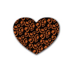 Pattern Halloween Jackolantern Rubber Coaster (heart)  by iCreate