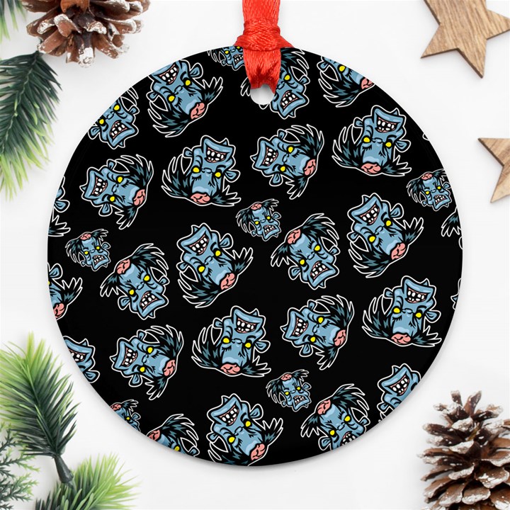 Pattern Halloween Zombies Brains Ornament (Round)