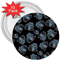 Pattern Halloween Zombies Brains 3  Buttons (10 pack) 