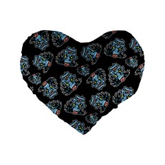 Pattern Halloween Zombies Brains Standard 16  Premium Flano Heart Shape Cushions