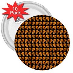 Halloween Color Skull Heads 3  Buttons (10 Pack)  by iCreate