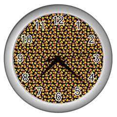 Pattern Halloween Candy Corn   Wall Clocks (silver)  by iCreate