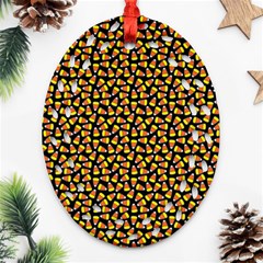 Pattern Halloween Candy Corn   Oval Filigree Ornament (two Sides)