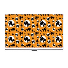 Pattern Halloween Black Cat Hissing Business Card Holders by iCreate