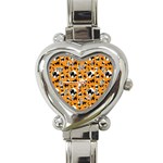 Pattern Halloween Black Cat Hissing Heart Italian Charm Watch Front