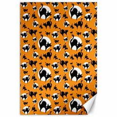 Pattern Halloween Black Cat Hissing Canvas 12  X 18   by iCreate