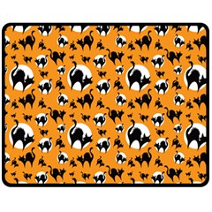 Pattern Halloween Black Cat Hissing Fleece Blanket (medium)  by iCreate