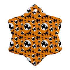 Pattern Halloween Black Cat Hissing Snowflake Ornament (two Sides) by iCreate