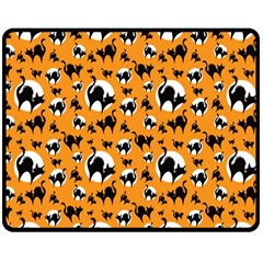 Pattern Halloween Black Cat Hissing Double Sided Fleece Blanket (medium)  by iCreate