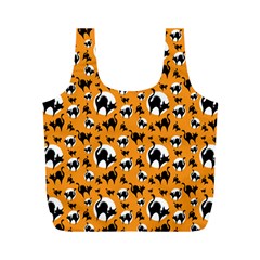 Pattern Halloween Black Cat Hissing Full Print Recycle Bags (m)  by iCreate