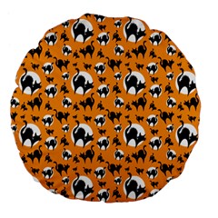 Pattern Halloween Black Cat Hissing Large 18  Premium Flano Round Cushions by iCreate