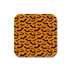 Pattern Halloween Bats  Icreate Rubber Square Coaster (4 Pack)  by iCreate