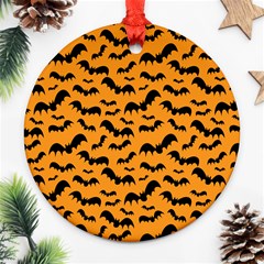 Pattern Halloween Bats  Icreate Round Ornament (two Sides) by iCreate