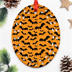 Pattern Halloween Bats  Icreate Ornament (oval Filigree)