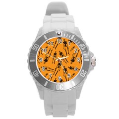 Halloween Skeletons  Round Plastic Sport Watch (l) by iCreate