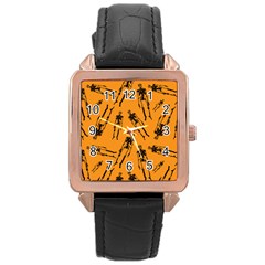 Halloween Skeletons  Rose Gold Leather Watch 