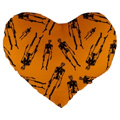 Halloween Skeletons  Large 19  Premium Flano Heart Shape Cushions by iCreate