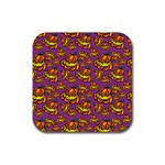 Halloween Colorful Jackolanterns  Rubber Coaster (Square)  Front