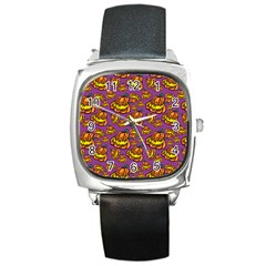 Halloween Colorful Jackolanterns  Square Metal Watch by iCreate