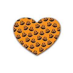 Halloween Jackolantern Pumpkins Icreate Rubber Coaster (heart)  by iCreate