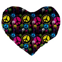 Peace Drips iCreate Large 19  Premium Flano Heart Shape Cushions