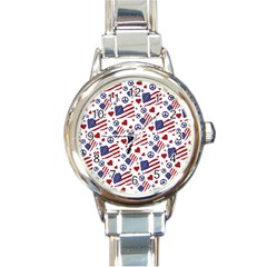 Peace Love America Icreate Round Italian Charm Watch by iCreate