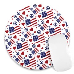 Peace Love America Icreate Round Mousepads by iCreate