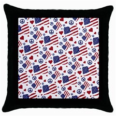 Peace Love America Icreate Throw Pillow Case (black) by iCreate