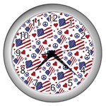 Peace Love America iCreate Wall Clocks (Silver)  Front