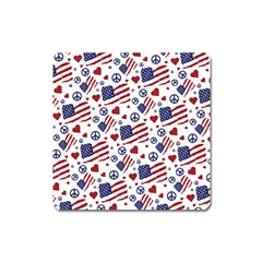 Peace Love America Icreate Square Magnet by iCreate