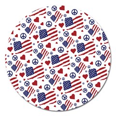 Peace Love America Icreate Magnet 5  (round) by iCreate