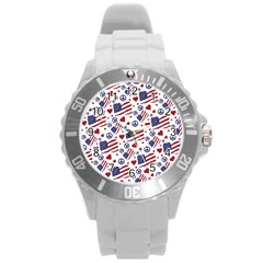 Peace Love America Icreate Round Plastic Sport Watch (l) by iCreate