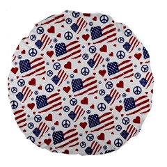 Peace Love America Icreate Large 18  Premium Flano Round Cushions by iCreate