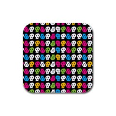 Pattern Painted Skulls Icreate Rubber Square Coaster (4 Pack)  by iCreate