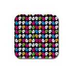 Pattern Painted Skulls Icreate Rubber Square Coaster (4 pack)  Front