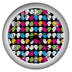 Pattern Painted Skulls Icreate Wall Clocks (silver)  by iCreate