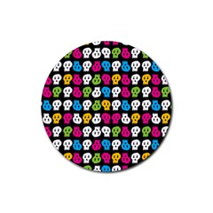 Pattern Painted Skulls Icreate Rubber Coaster (round)  by iCreate