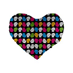 Pattern Painted Skulls Icreate Standard 16  Premium Flano Heart Shape Cushions by iCreate