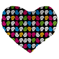 Pattern Painted Skulls Icreate Large 19  Premium Flano Heart Shape Cushions by iCreate