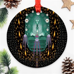 Temple Of Yoga In Light Peace And Human Namaste Style Ornament (round) by pepitasart