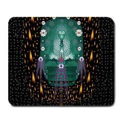 Temple Of Yoga In Light Peace And Human Namaste Style Large Mousepads by pepitasart